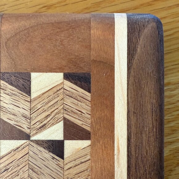 Cutting Board Reversible Hand Crafted Mixed Hardwoods Star of David - Picture 9 of 10